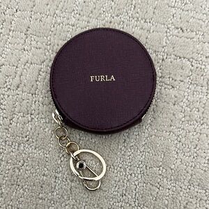 Furla Maroon Purple Coin Purse Keychain NEW